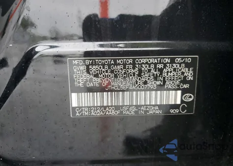 2010 Lexus Ls 460 Base z USA, uszkodzony, nr VIN JTHCL5EF4A5007793